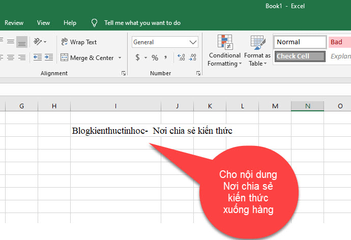 Xuống dòng trong Excel