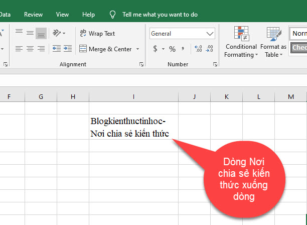 Xuống hàng trong Excel